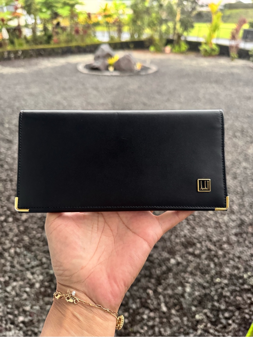 Dunhill Vintage Black Leather Long Wallet Made in Italy